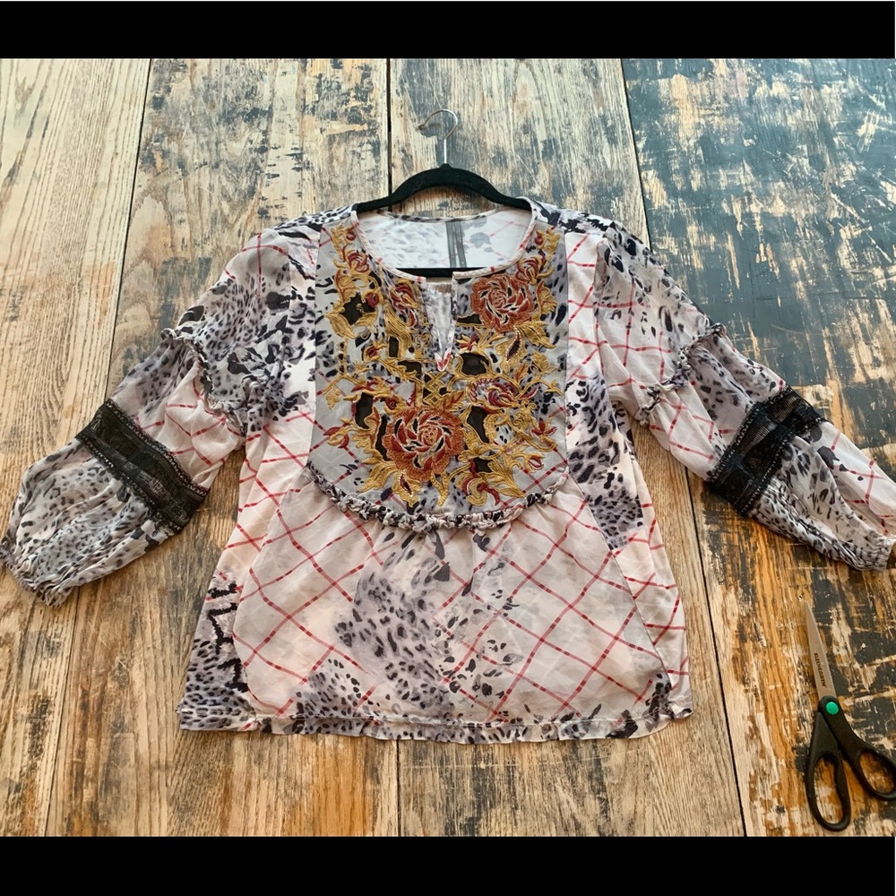 Anthropologie Embroidered Blouse